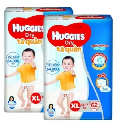 Combo 4 gói  tã quần Huggies Dry size XL 62 miếng (12-17kg)
